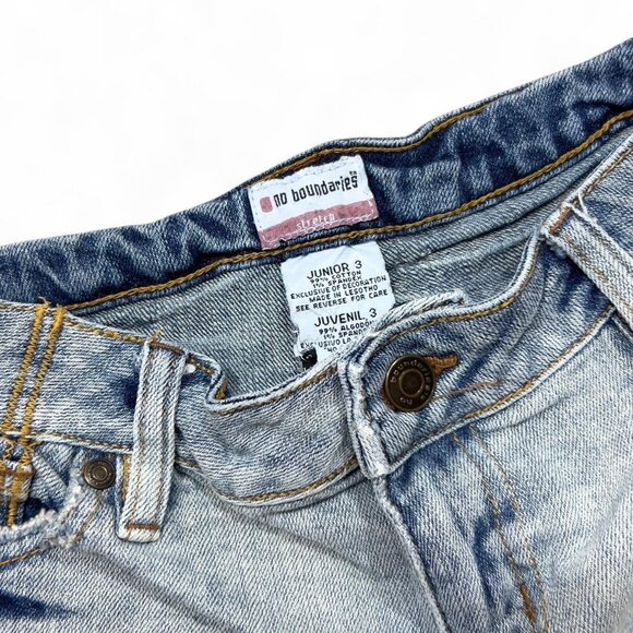 2000s Y2K Vintage No Boundaries Micro Denim Shorts Mini Junior 3‎ Frayed Grunge - Picture 4 of 8